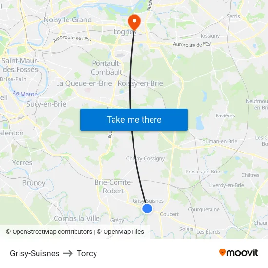 Grisy-Suisnes to Torcy map