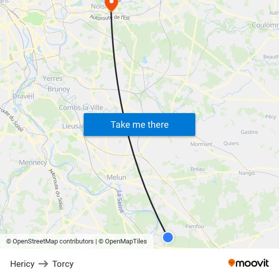 Hericy to Torcy map