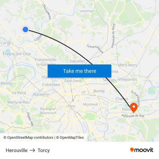 Herouville to Torcy map