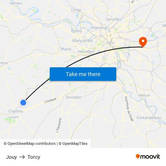 Jouy to Torcy map