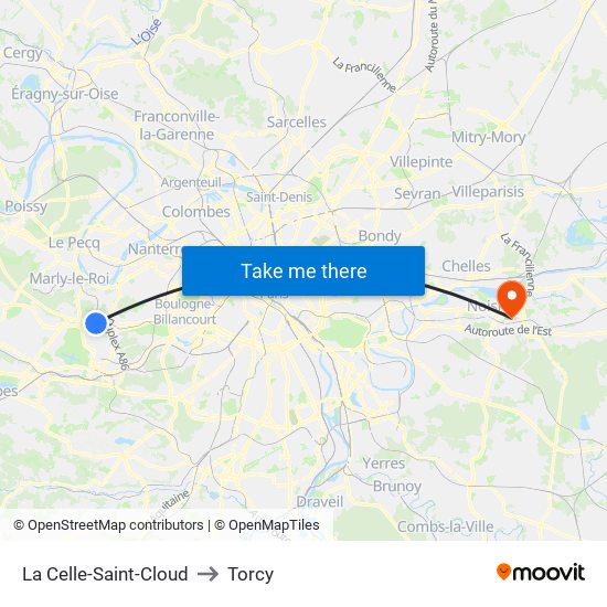 La Celle-Saint-Cloud to Torcy map