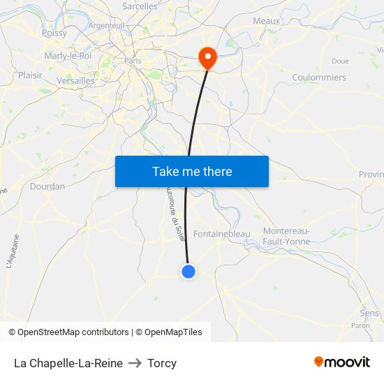 La Chapelle-La-Reine to Torcy map