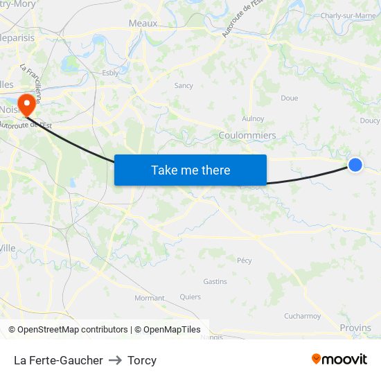La Ferte-Gaucher to Torcy map