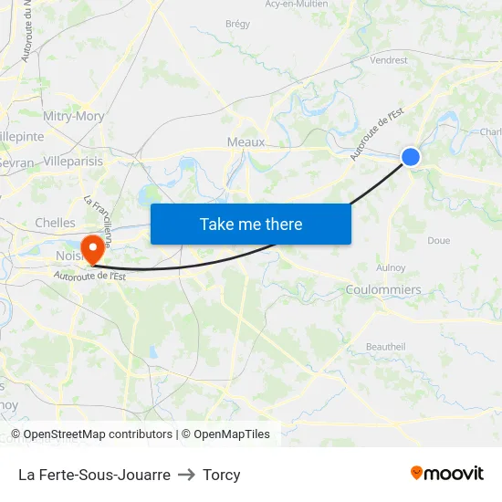 La Ferte-Sous-Jouarre to Torcy map