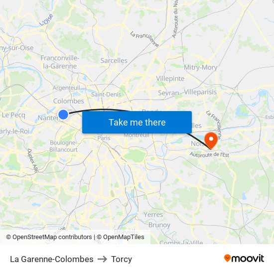 La Garenne-Colombes to Torcy map