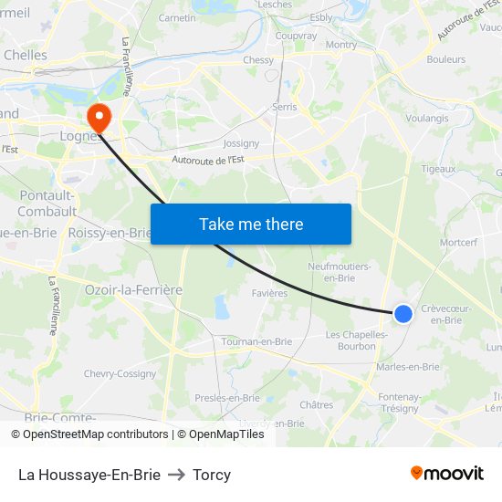 La Houssaye-En-Brie to Torcy map