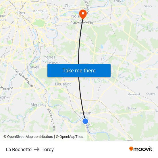 La Rochette to Torcy map