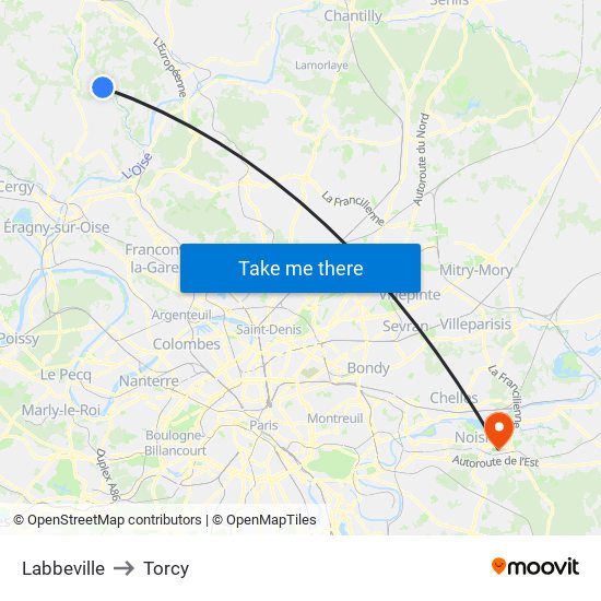 Labbeville to Torcy map