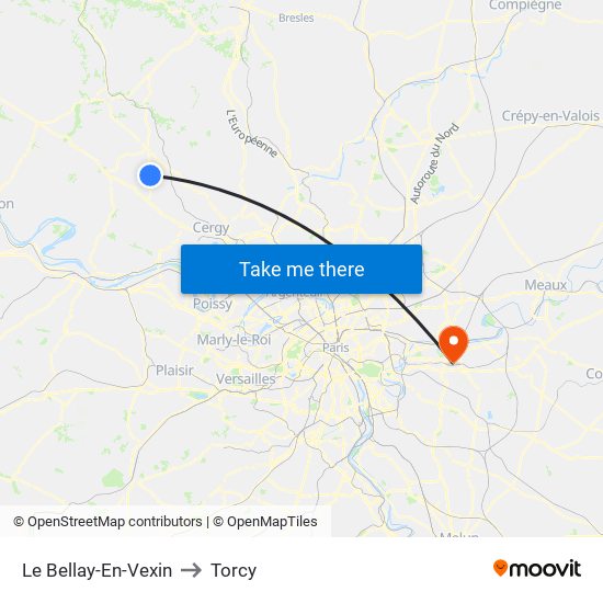 Le Bellay-En-Vexin to Torcy map