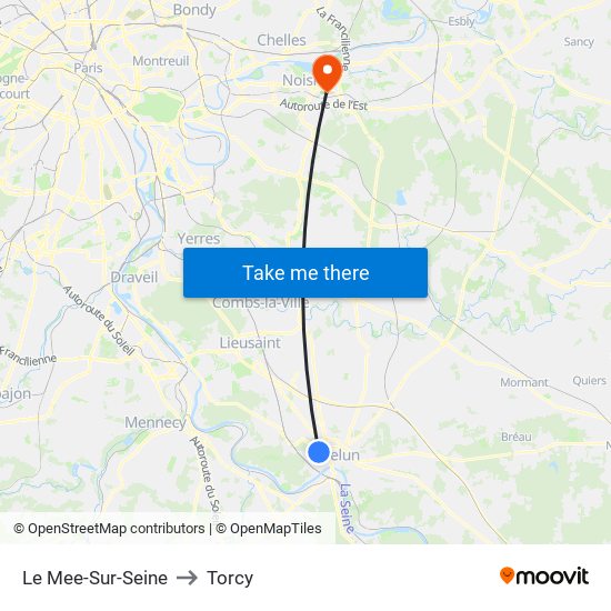 Le Mee-Sur-Seine to Torcy map