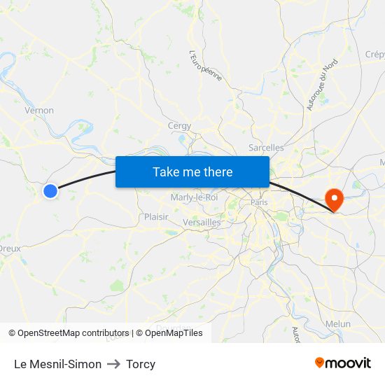 Le Mesnil-Simon to Torcy map