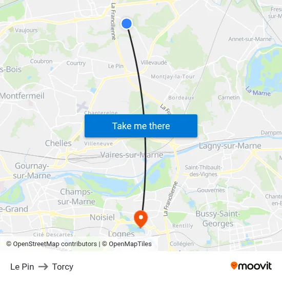 Le Pin to Torcy map