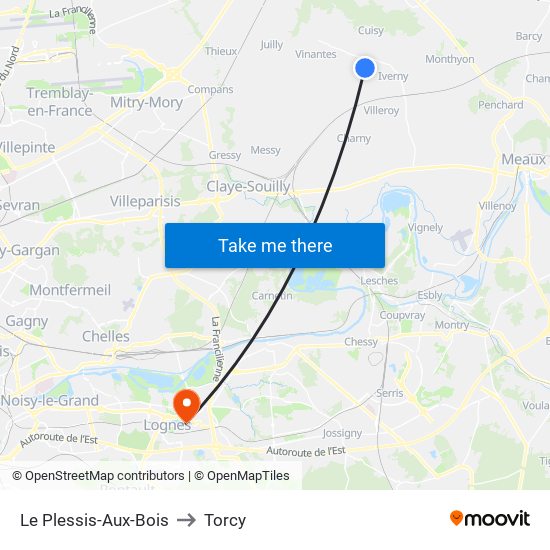 Le Plessis-Aux-Bois to Torcy map