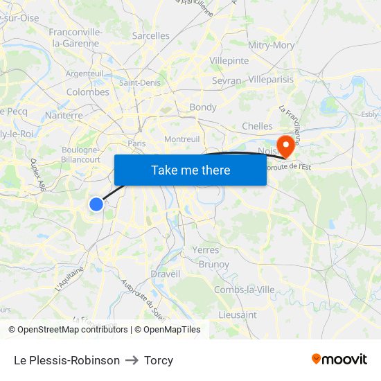 Le Plessis-Robinson to Torcy map