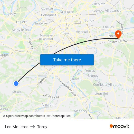 Les Molieres to Torcy map