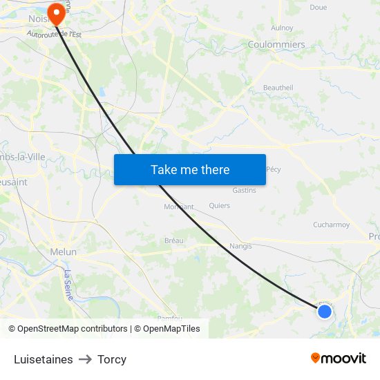 Luisetaines to Torcy map