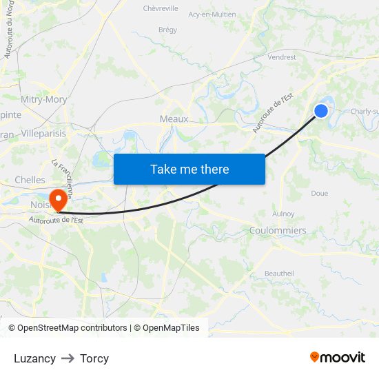 Luzancy to Torcy map