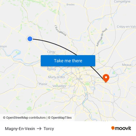 Magny-En-Vexin to Torcy map