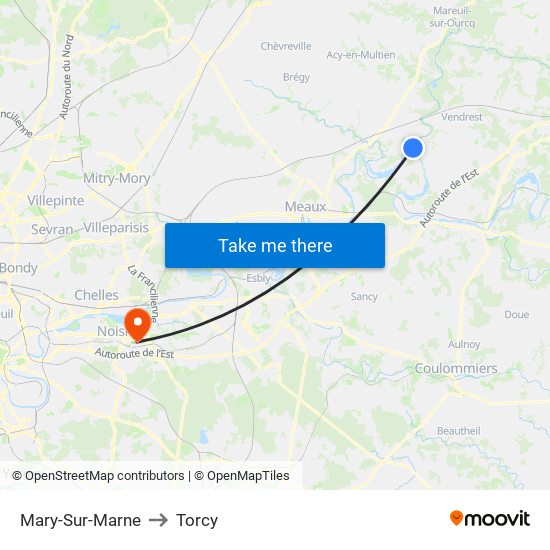 Mary-Sur-Marne to Torcy map