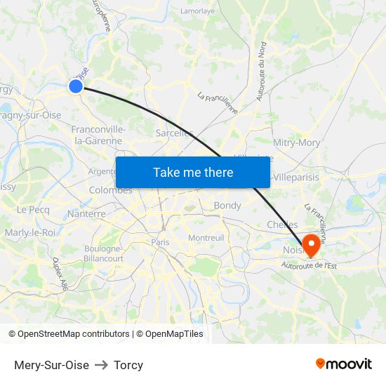 Mery-Sur-Oise to Torcy map