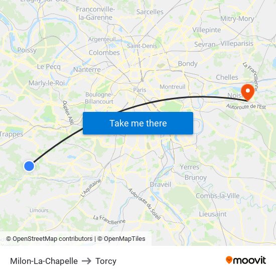 Milon-La-Chapelle to Torcy map