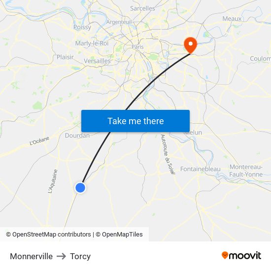 Monnerville to Torcy map