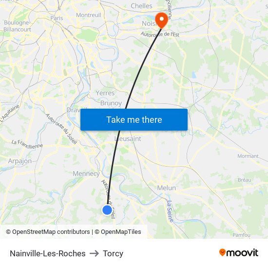 Nainville-Les-Roches to Torcy map