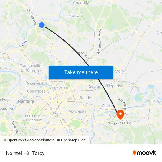 Nointel to Torcy map