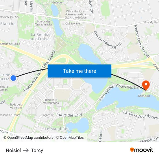 Noisiel to Torcy map