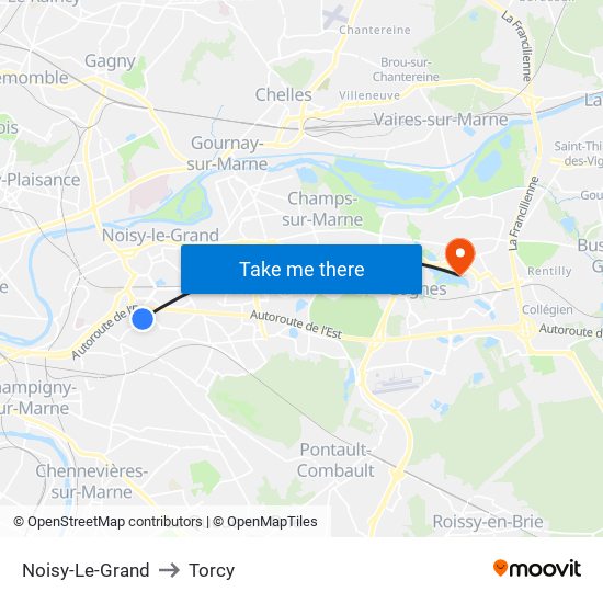 Noisy-Le-Grand to Torcy map