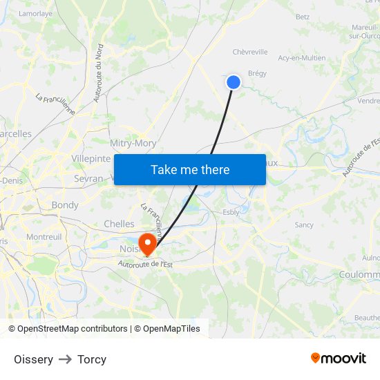 Oissery to Torcy map