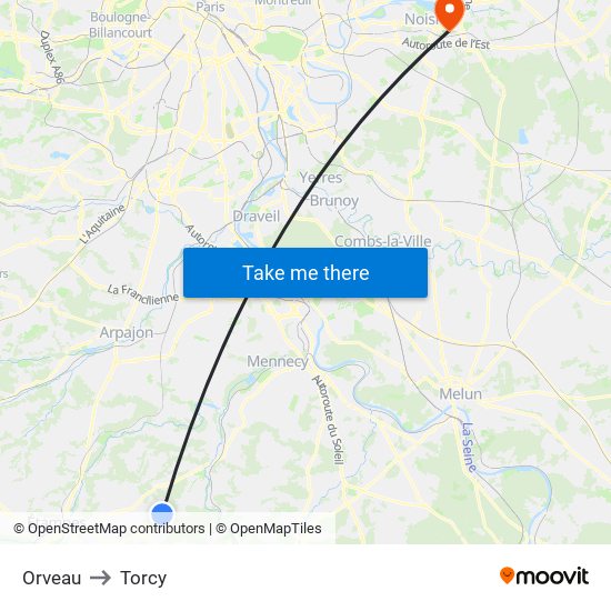 Orveau to Torcy map