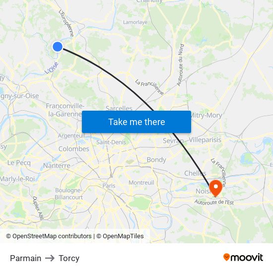 Parmain to Torcy map