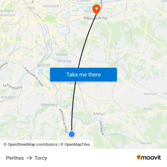 Perthes to Torcy map