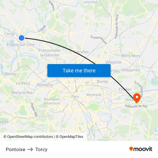 Pontoise to Torcy map