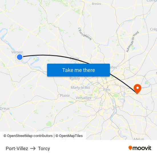 Port-Villez to Torcy map