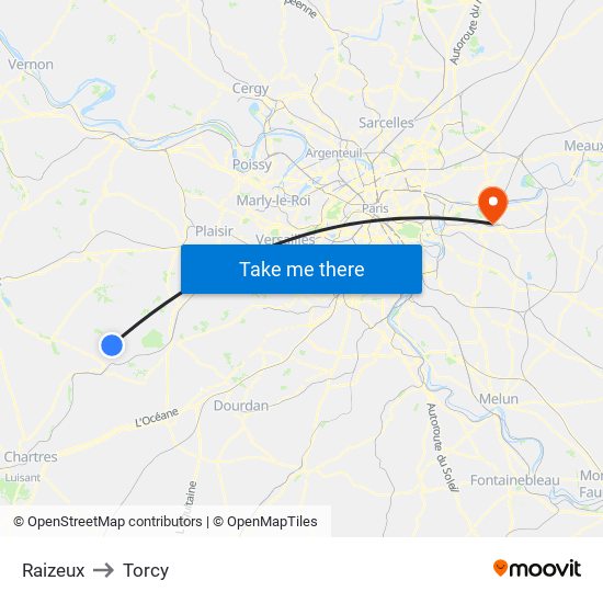 Raizeux to Torcy map