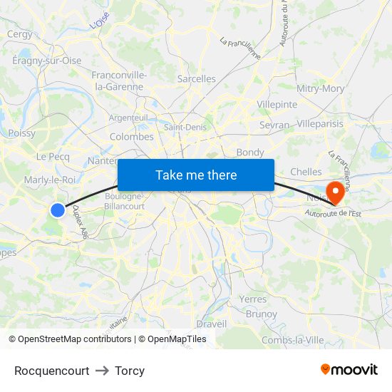 Rocquencourt to Torcy map