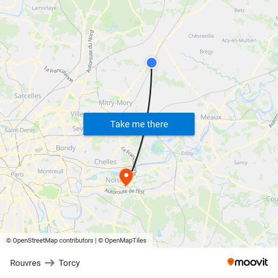 Rouvres to Torcy map