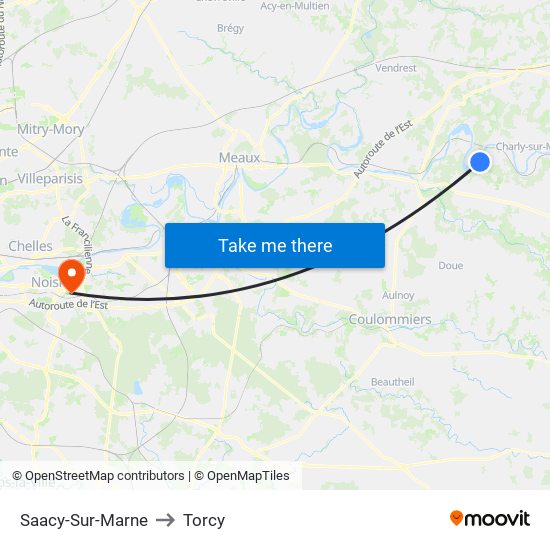 Saacy-Sur-Marne to Torcy map