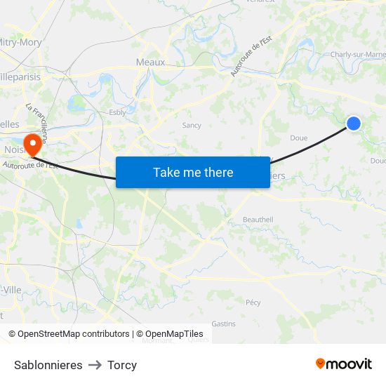 Sablonnieres to Torcy map