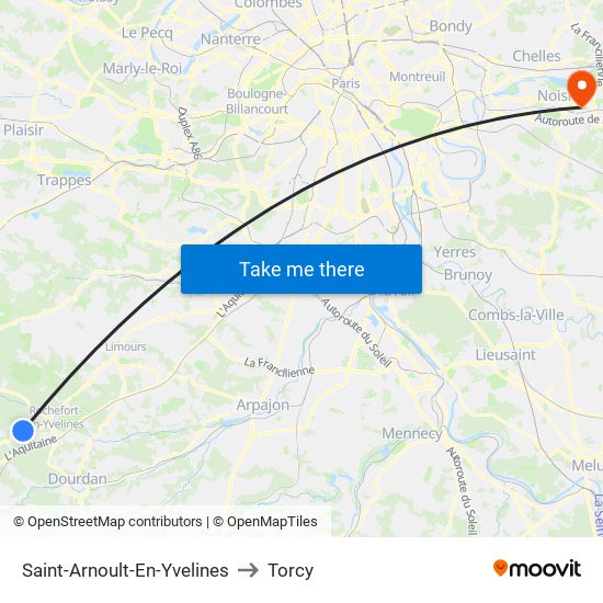 Saint-Arnoult-En-Yvelines to Torcy map