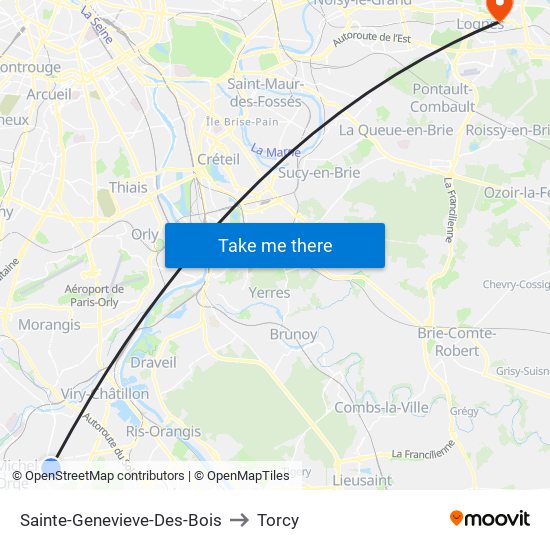 Sainte-Genevieve-Des-Bois to Torcy map