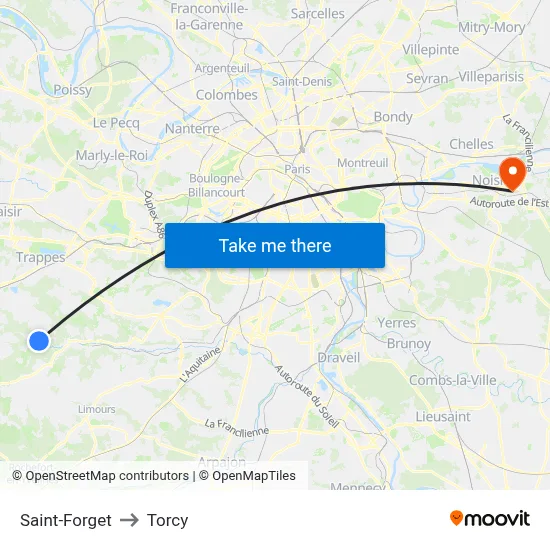 Saint-Forget to Torcy map