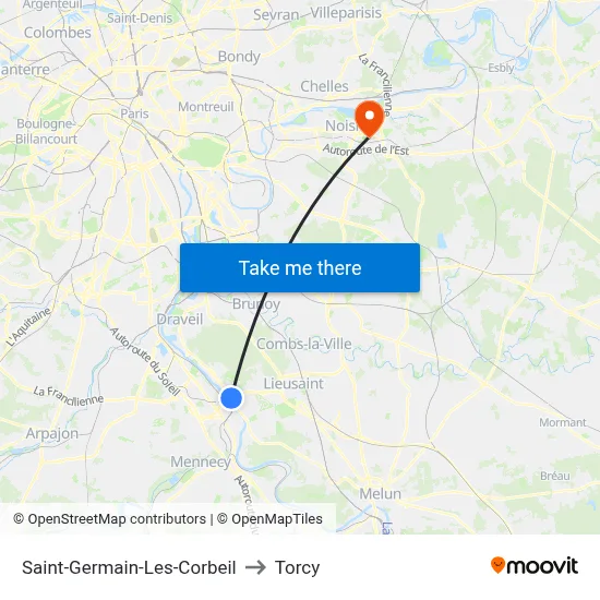 Saint-Germain-Les-Corbeil to Torcy map