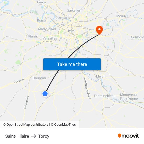 Saint-Hilaire to Torcy map