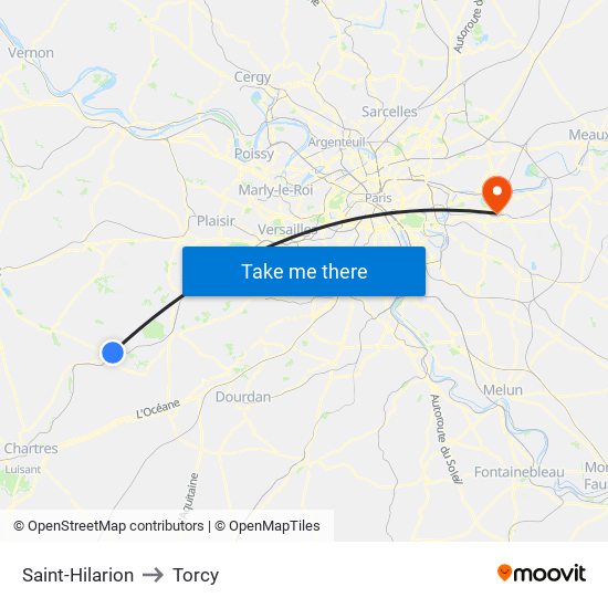 Saint-Hilarion to Torcy map