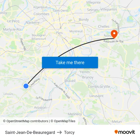 Saint-Jean-De-Beauregard to Torcy map