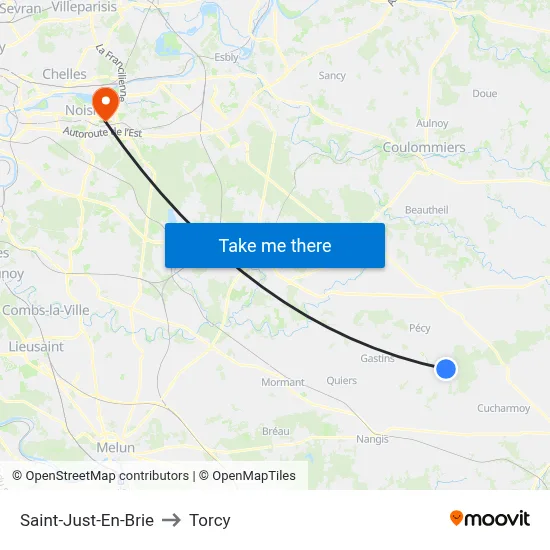 Saint-Just-En-Brie to Torcy map