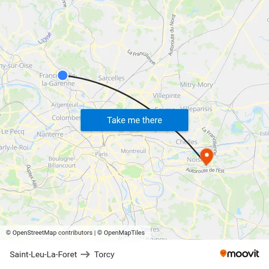 Saint-Leu-La-Foret to Torcy map